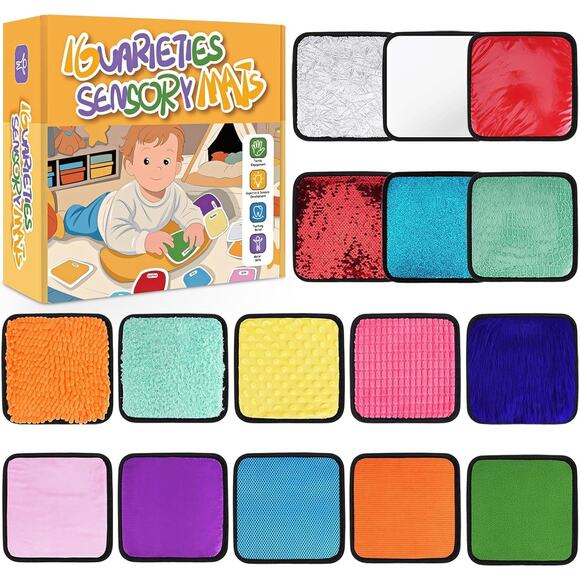 Montessori Sensory Mats Set of 16, Autism, Toddler Sensory, Classroom Learning - Picture 1 of 5